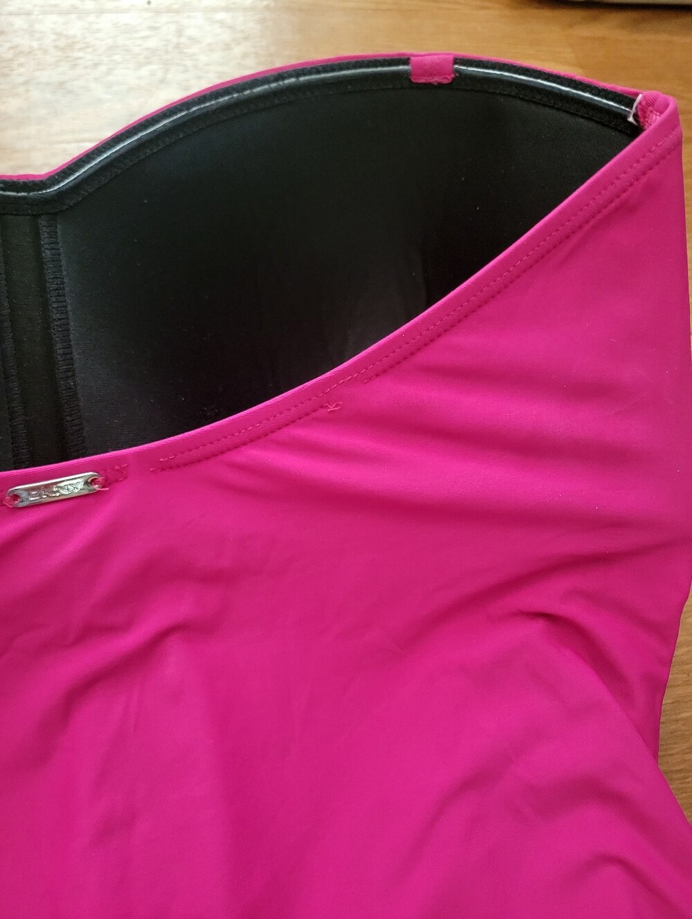 DKNY Hot Pink Liquid Pleated Bandeau Tummy Control One Piece Swimsuit Size 14 - Picture 7 of 15